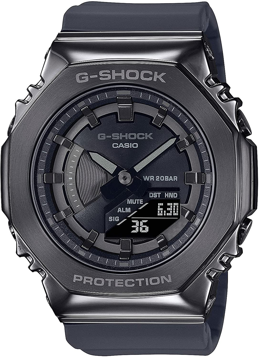 G Shock G ShockxA0 Analog Digital Dark Gray IP Stainless Steel Watch Black Resin Band