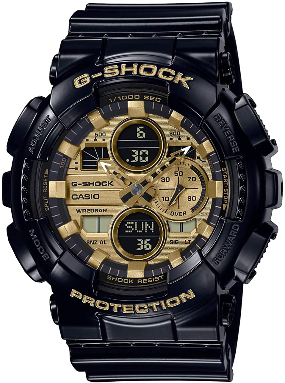 Men's Casio G-shock Analog-Digital Gold Dial Black Resin Strap Watch GA140GB-1A1