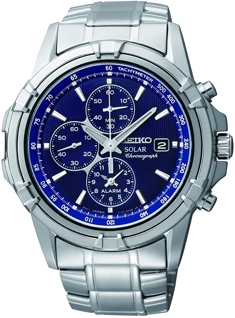Seiko Men's Chronograph Solar Powered Watch with Stainless Steel Strap SSC141P1