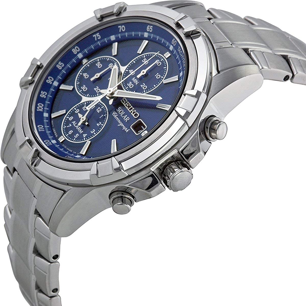 Seiko Men's Chronograph Solar Powered Watch with Stainless Steel Strap SSC141P1